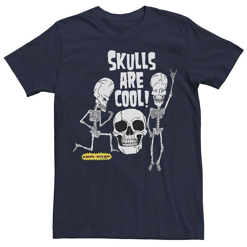 Mens Beavis and Butt-Head Skulls Are Cool Graphic Tee Blue Product Image