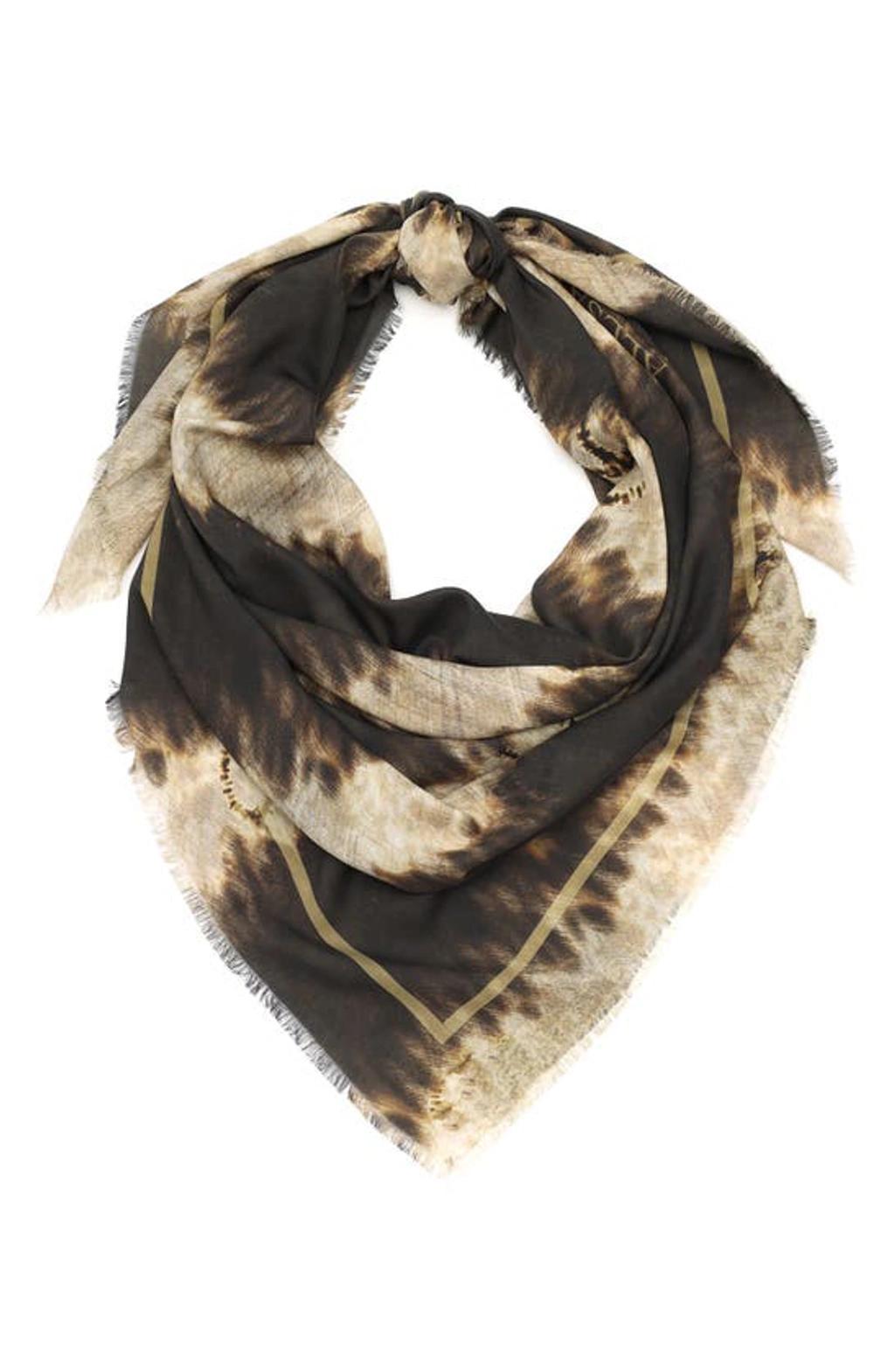 Stripe Square Scarf In Khaki Product Image