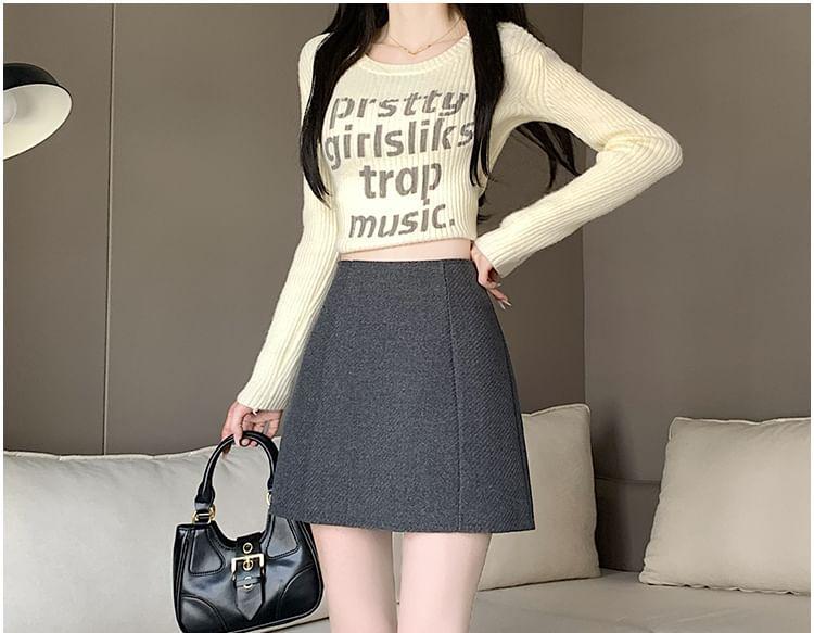 High Waist Plain Mini A-Line Skirt Product Image