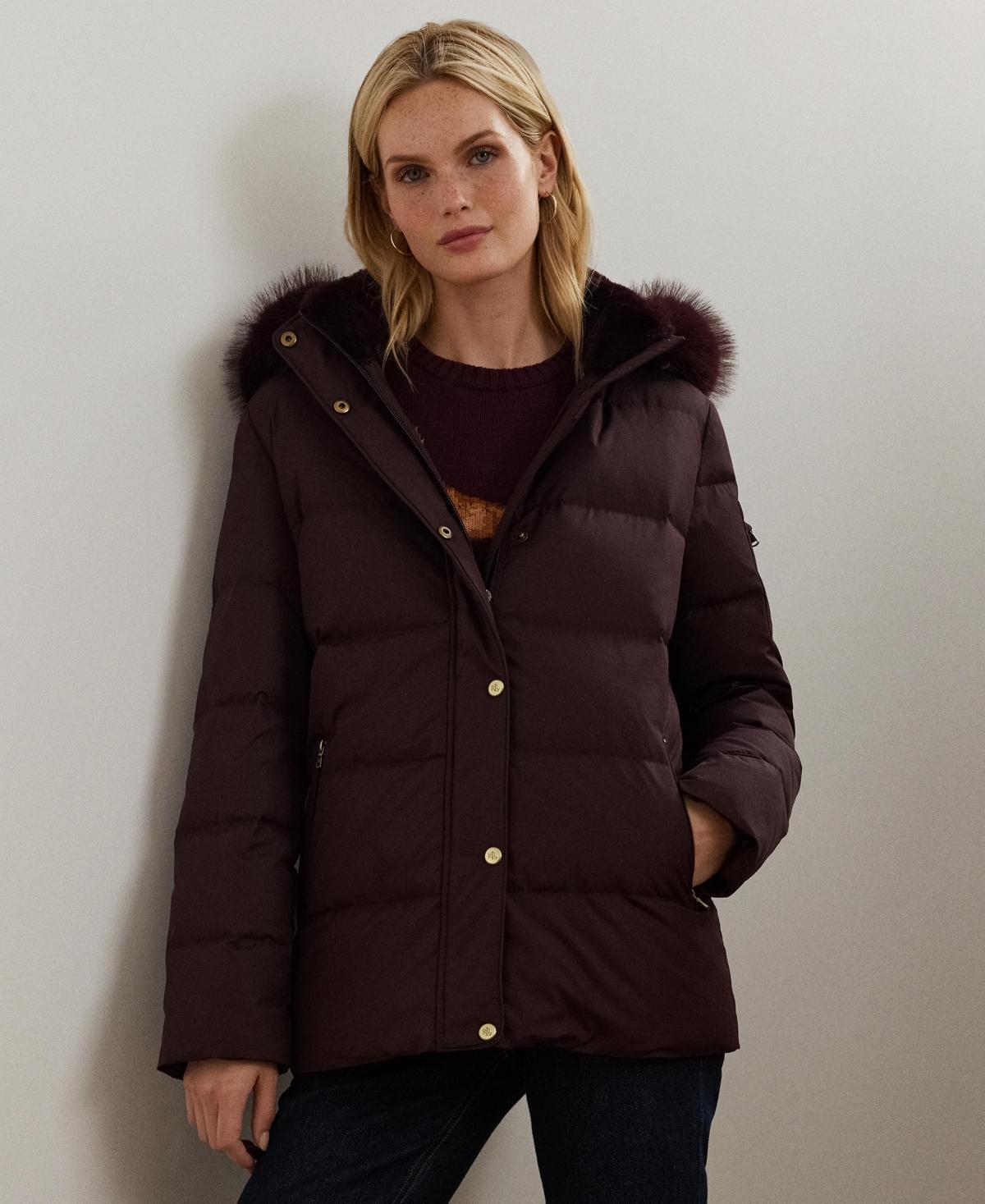 Lauren Ralph Lauren Womens Faux-Fur Hooded Puffer Coat Product Image