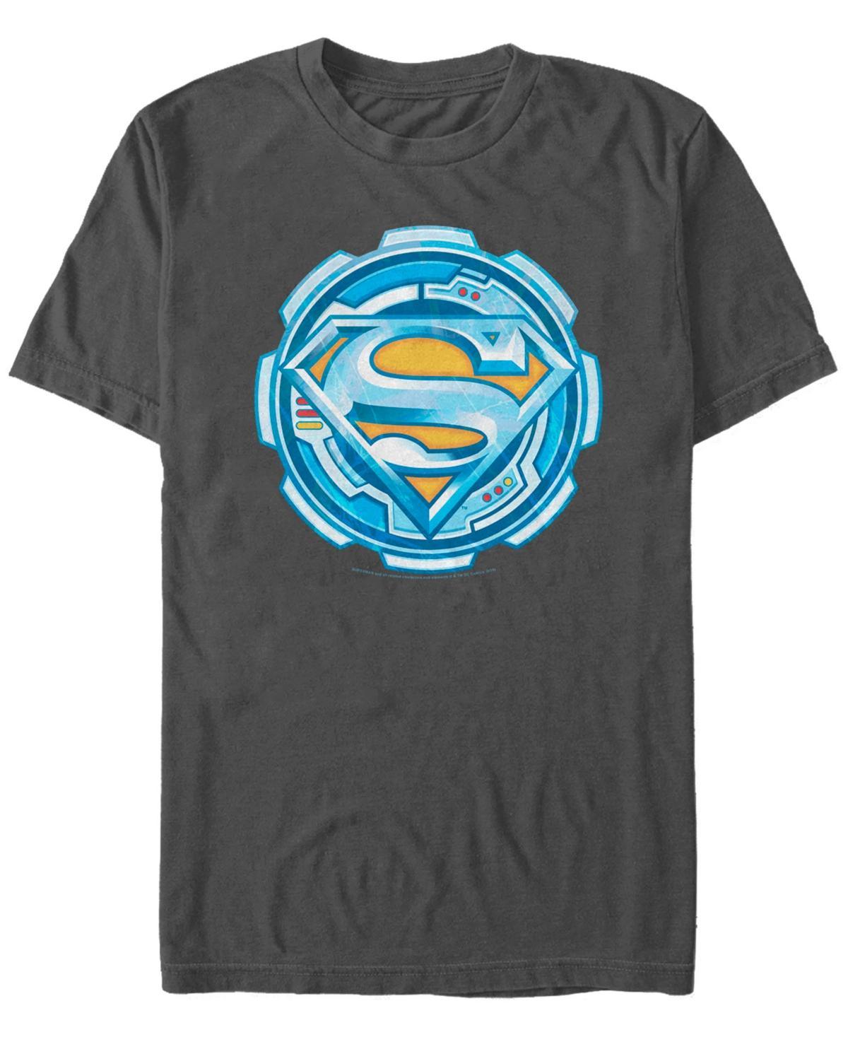 Mens DC Comics Superman Chrome Gear Chest Logo Graphic Tee Grey Product Image