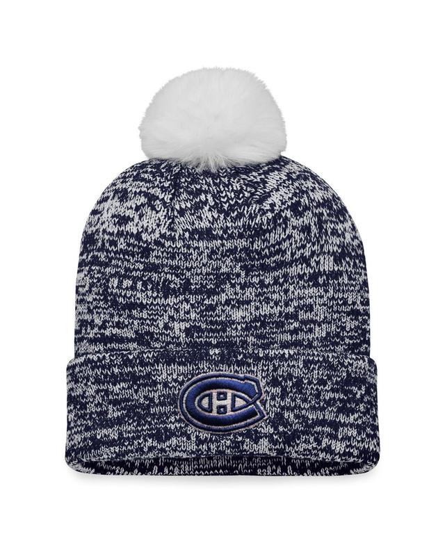 Womens Fanatics Branded Navy Montreal Canadiens Glimmer Cuffed Knit Hat with Pom, Cnd Blue Product Image