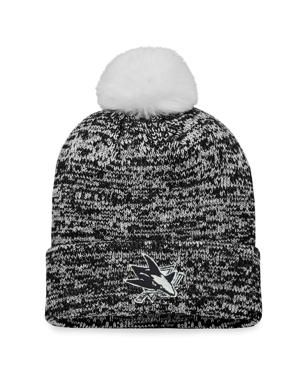 Womens Fanatics Black San Jose Sharks Glimmer Cuffed Knit Hat with Pom Product Image