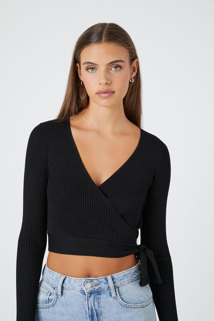 Sweater-Knit Wrap Crop Top | Forever 21 Product Image