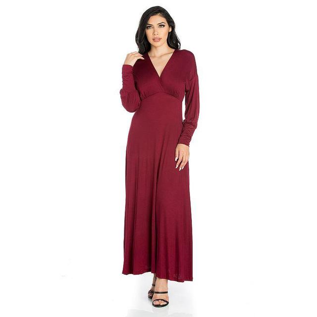 Womens 24seven Comfort Apparel V-Neck Long Sleeve Flared Maxi Dress Product Image