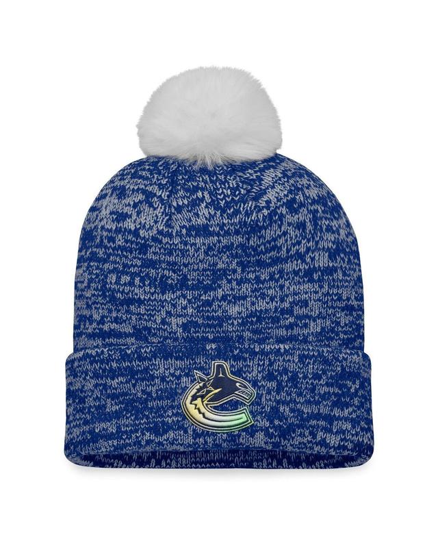 Womens Fanatics Blue Vancouver Canucks Glimmer Cuffed Knit Hat with Pom Product Image