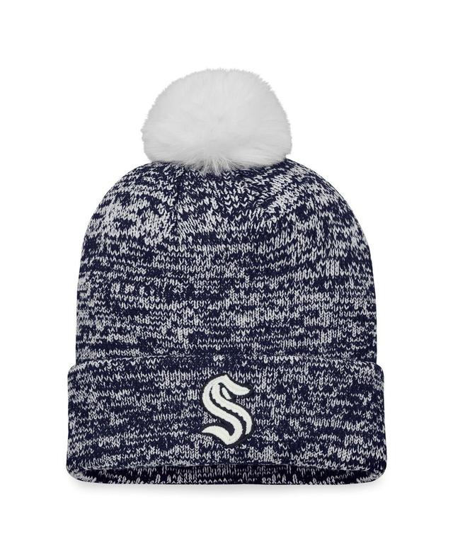 Womens Fanatics Branded Deep Sea Blue Seattle Kraken Glimmer Cuffed Knit Hat with Pom, Krk Blue Product Image