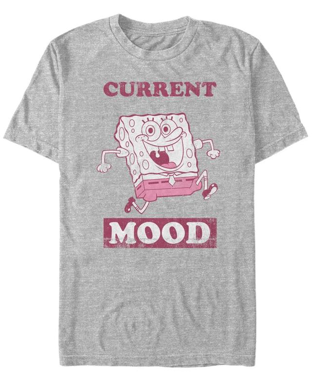 Mens Spongebob Current Mood Pink Hue Portrait Tee Athletic Grey Product Image