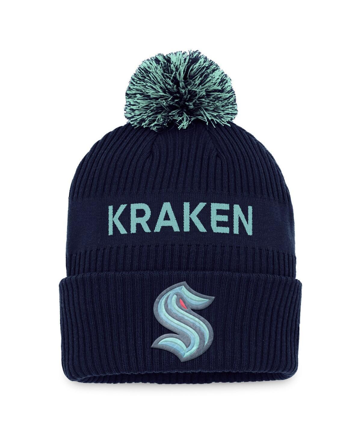 Mens Fanatics Deep Sea Blue Seattle Kraken 2022 Nhl Draft Authentic Pro Cuffed Knit Hat with Pom - Deep Sea Blue Product Image