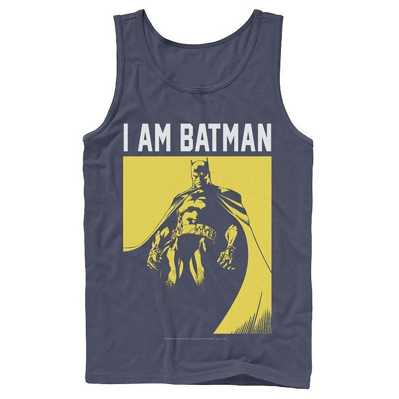 Mens I Am Batman Portrait Tank Top Blue Product Image