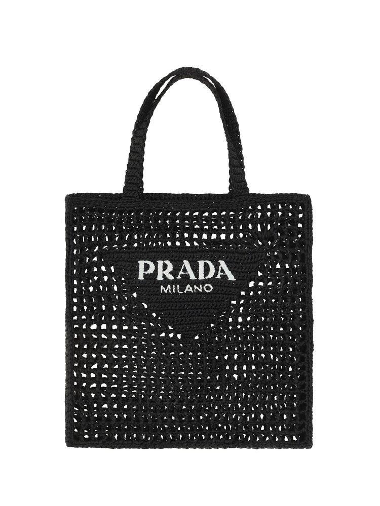 Logo Printed Woven Tote Bag In Black Product Image