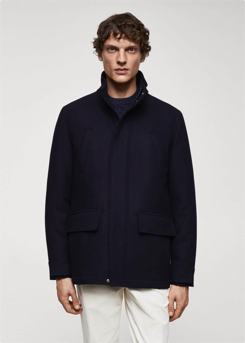 Mango Mens Pockets Detail Short Wool Coat Product Image