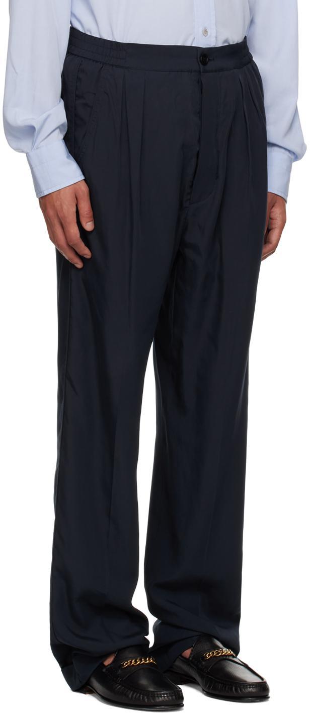 TOM FORD Navy Pleated Trousers In Hb785 Ink Blue Product Image