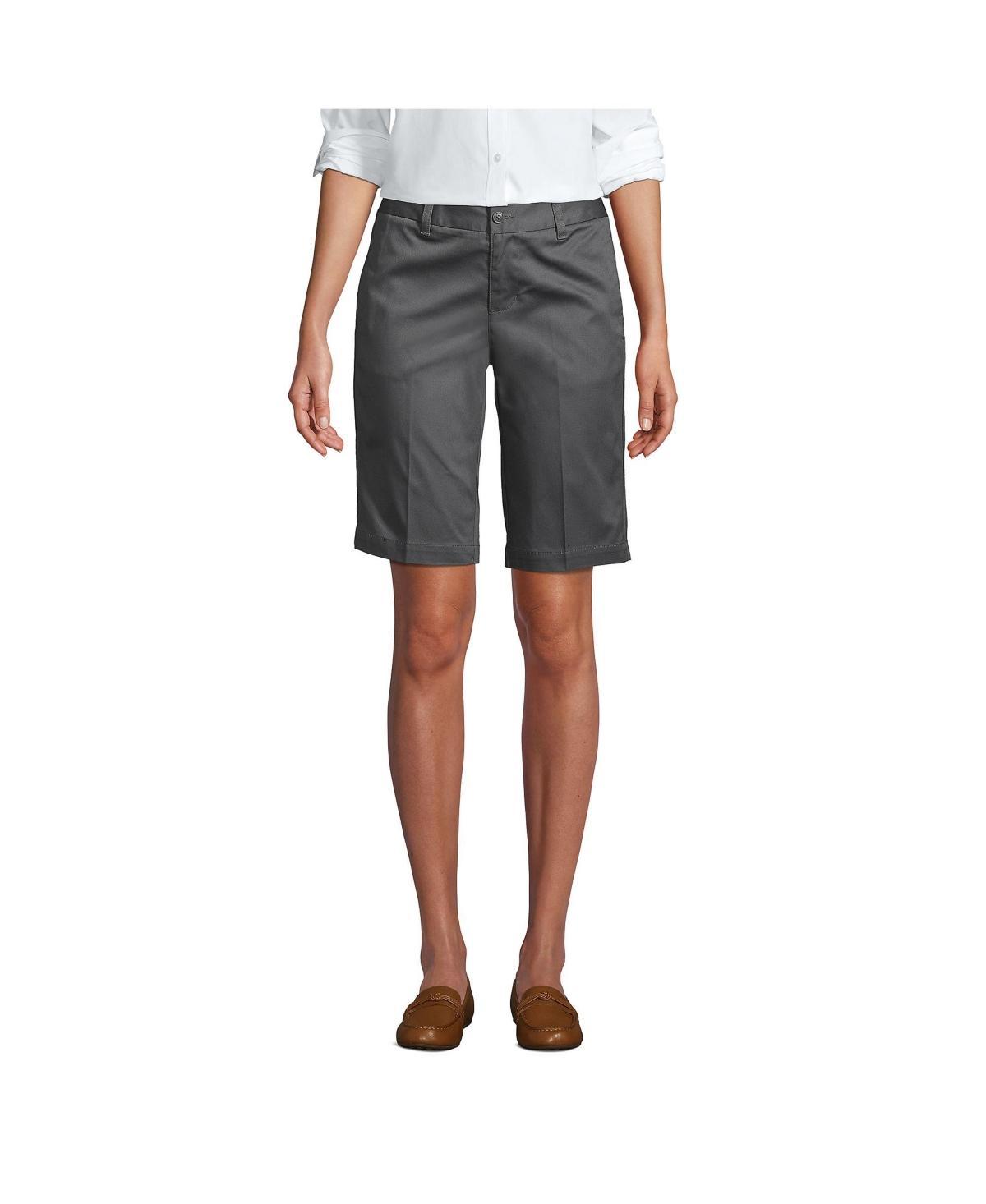 Womens Lands End Front Blend Chino Shorts Grey Product Image