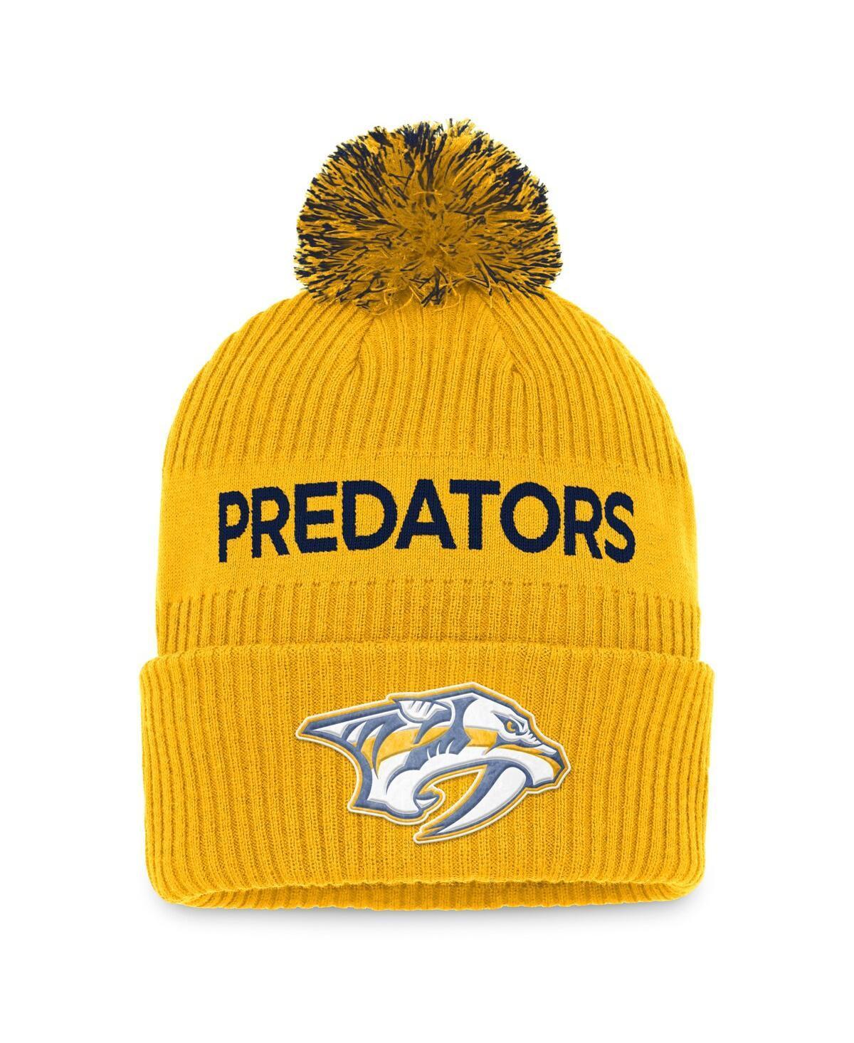 Mens Fanatics Branded /Navy Nashville Predators 2022 NHL Draft Authentic Pro Cuffed Knit Hat with Pom Product Image