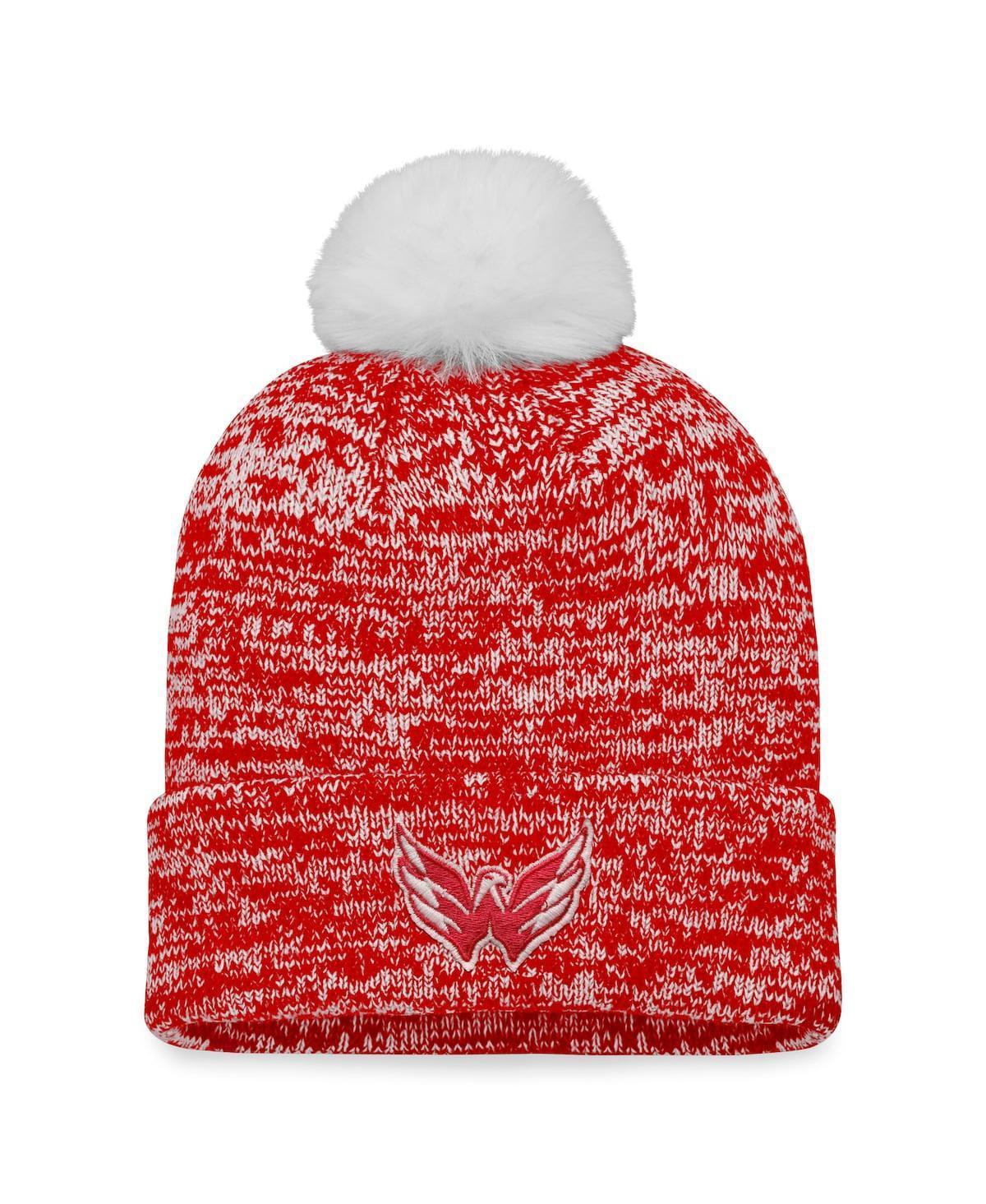 Womens Fanatics Red Washington Capitals Glimmer Cuffed Knit Hat with Pom Product Image