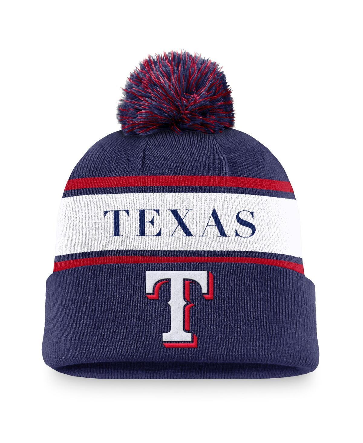 Nike Mens Royal Texas Rangers Team Stripe Peak Cuffed Knit Hat with Pom Product Image