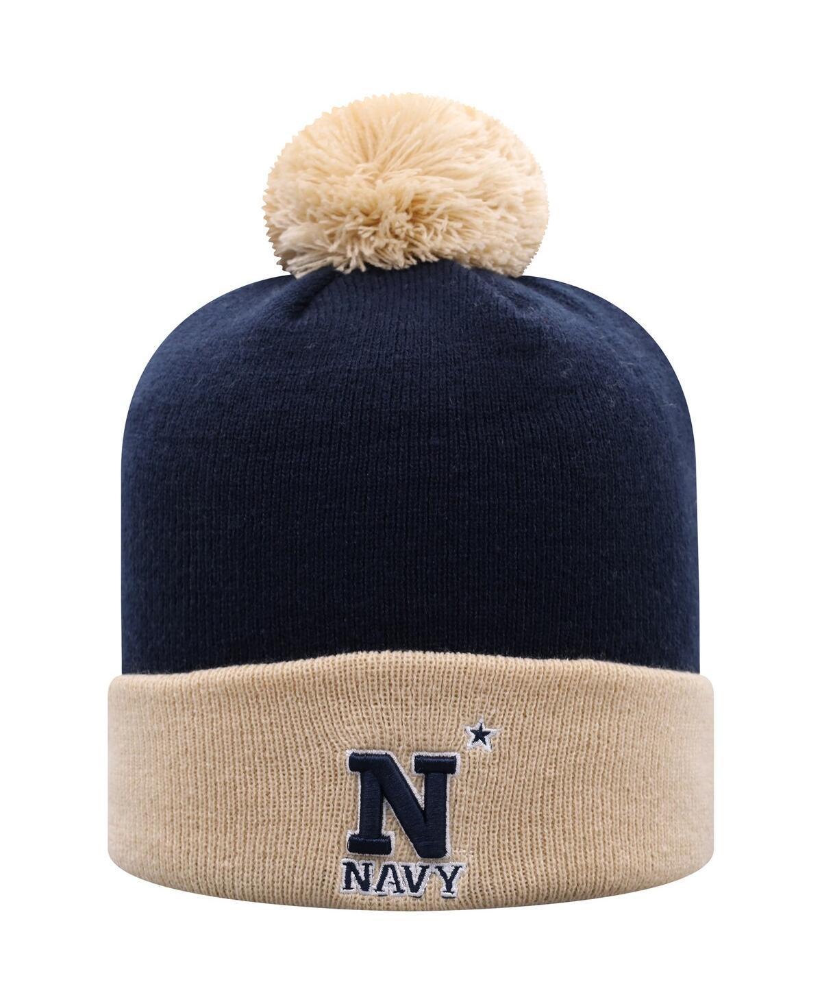 Mens Top of the World /Gold Midshipmen Core 2-Tone Cuffed Knit Hat with Pom, Blue Product Image