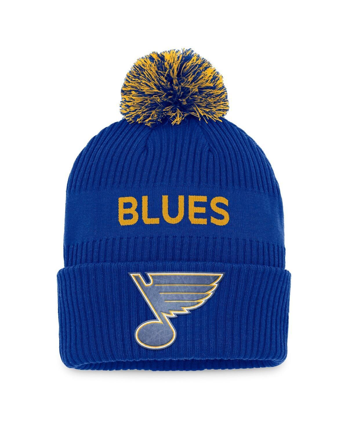 Mens Fanatics Royal St. Louis Blues 2022 Nhl Draft Authentic Pro Cuffed Knit Hat with Pom - Royal Product Image