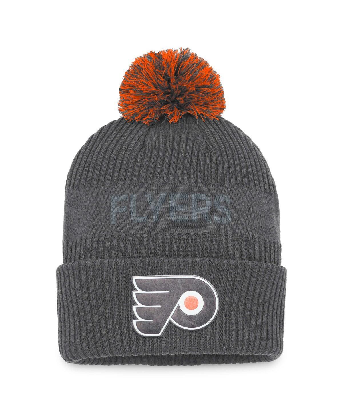 Mens Fanatics Charcoal Philadelphia Flyers Authentic Pro Home Ice Cuffed Knit Hat with Pom Product Image