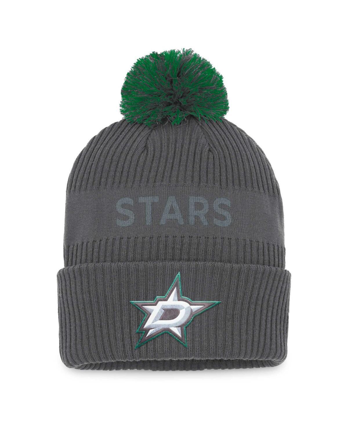 Mens Fanatics Branded Charcoal Dallas Stars Authentic Pro Home Ice Cuffed Knit Hat with Pom Product Image