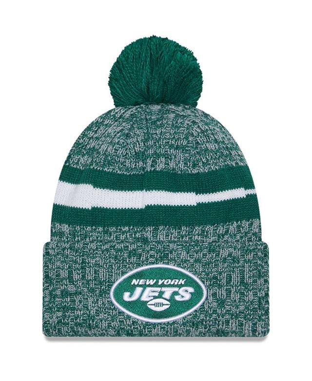 Mens New Era Green New York Jets 2023 Sideline Cuffed Knit Hat With Pom Product Image