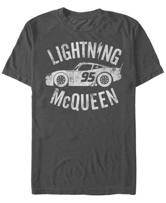 Mens Disney Pixar Cars 3 Lightning McQueen Poster Graphic Tee Grey Product Image