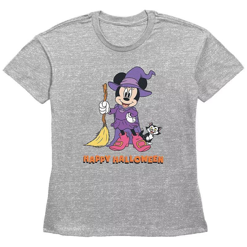 Disneys Minnie Mouse Juniors Witch Costume Happy Halloween Graphic Tee, Womens Grey Gray Product Image