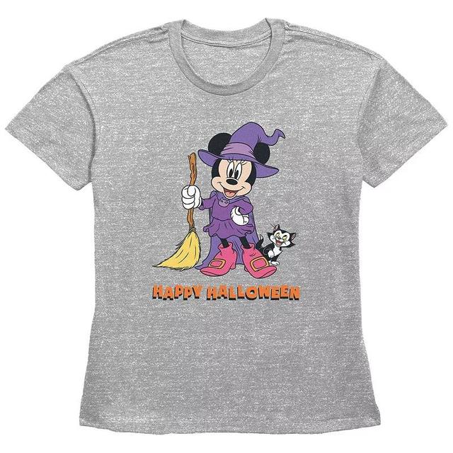 Disneys Minnie Mouse Juniors Witch Costume Happy Halloween Graphic Tee, Womens Grey Gray Product Image