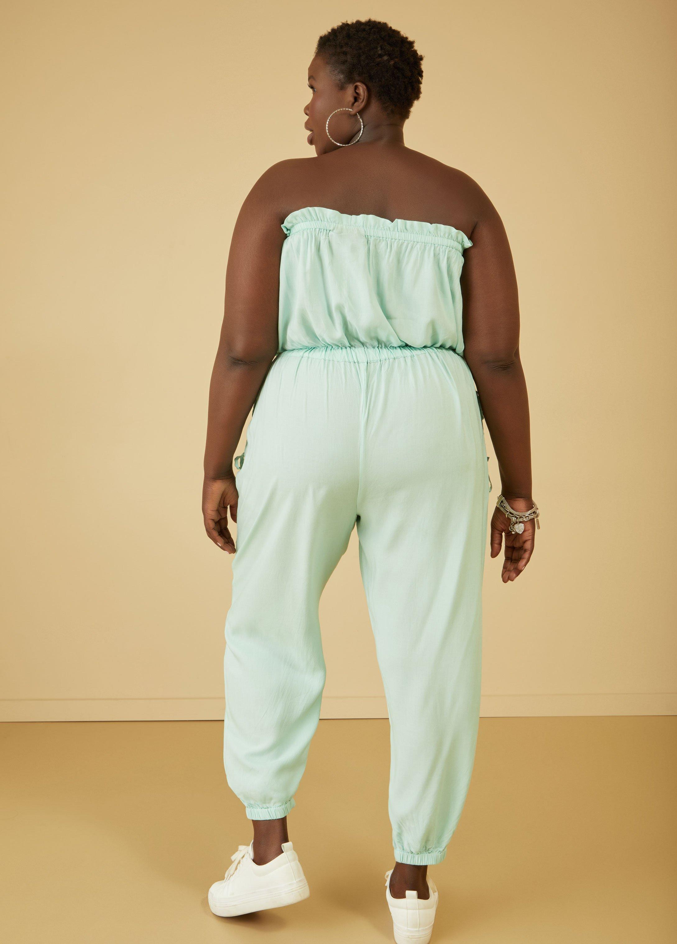 Plus Size Strapless Joggers Jumpsuit Ashley Stewart Product Image