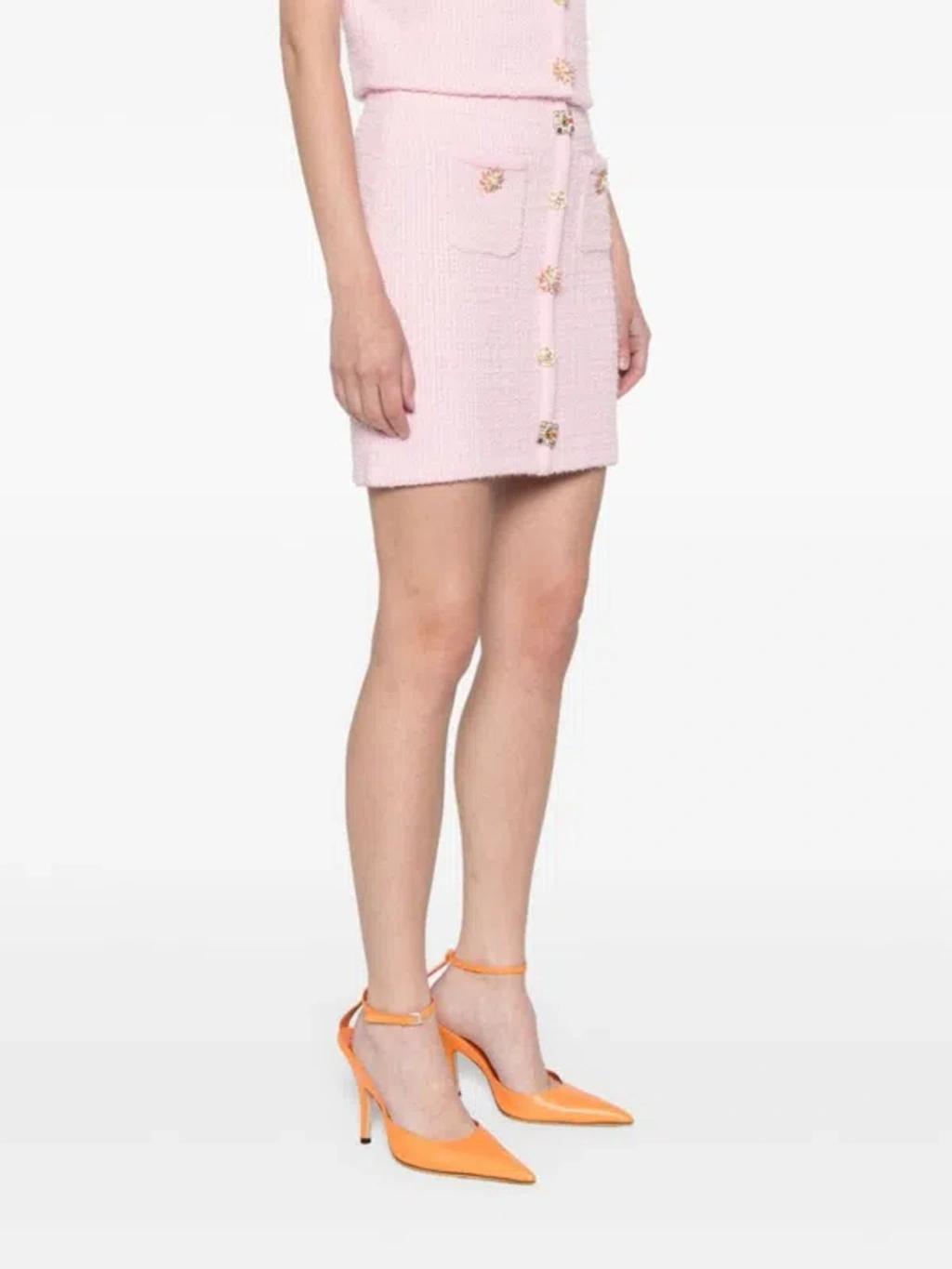 Embellished Knit Miniskirt In Pink Product Image