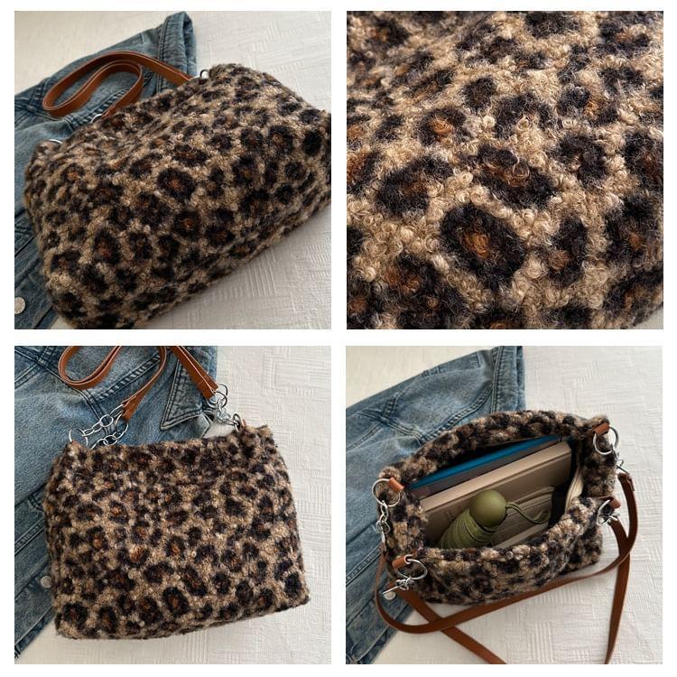 Leopard Patterned Boucle Tote Bag Product Image