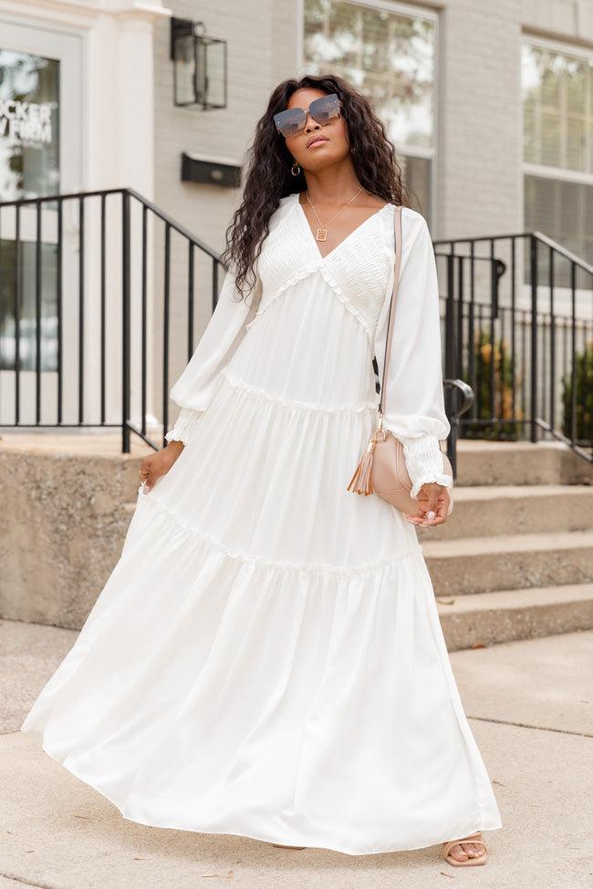 Find Yourself Cream Long Sleeve Ruffle Trim Maxi Dress FINAL SALE Product Image