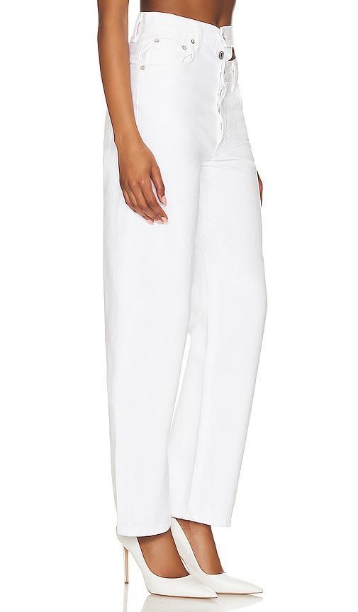 AGOLDE Broken Waistband Jean in Milkshake - White. Size 34 (also in 29, 30, 32). Product Image