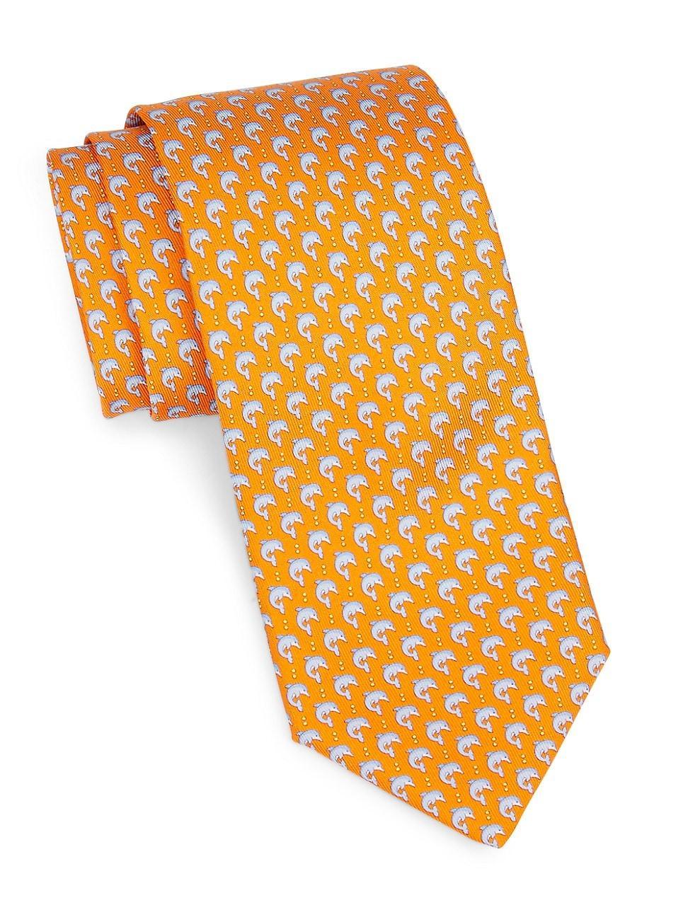 Mens Dolphin-Print Silk Tie Product Image