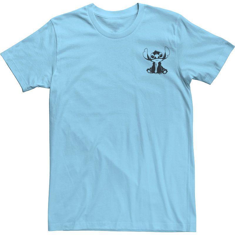 Mens Lilo & Stitch Vintage Lined Stitch Pocket Hit Tee, Mens Light Blue Product Image