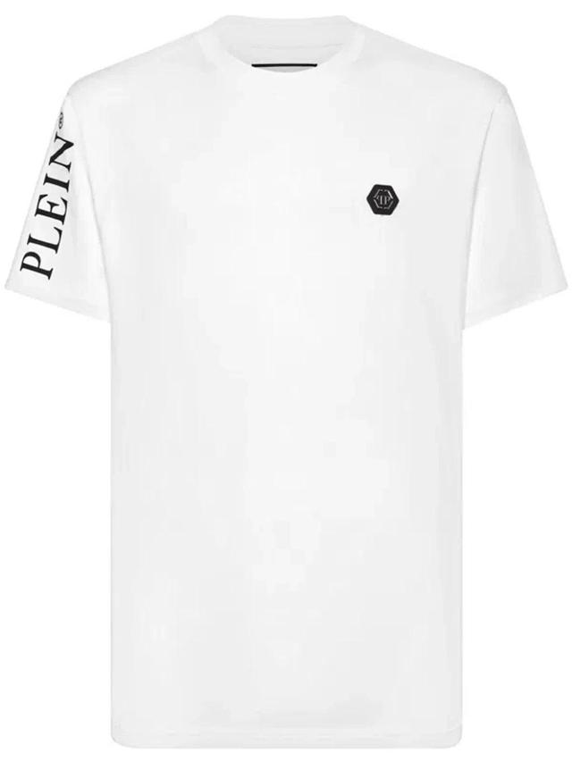 Logo-patch Cotton T-shirt In White Product Image