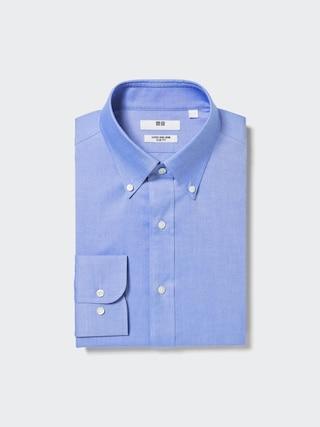 Mens Super Non-Iron Slim-Fit Shirt Button Down Collar with Shape-Retaining Blue Medium UNIQLO US Product Image