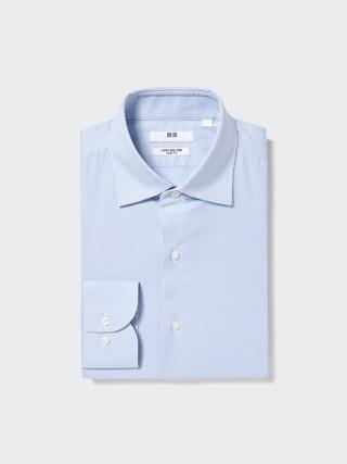 Mens Super Non-Iron Striped Slim-Fit Shirt with Shape-Retaining Blue XL UNIQLO US Product Image