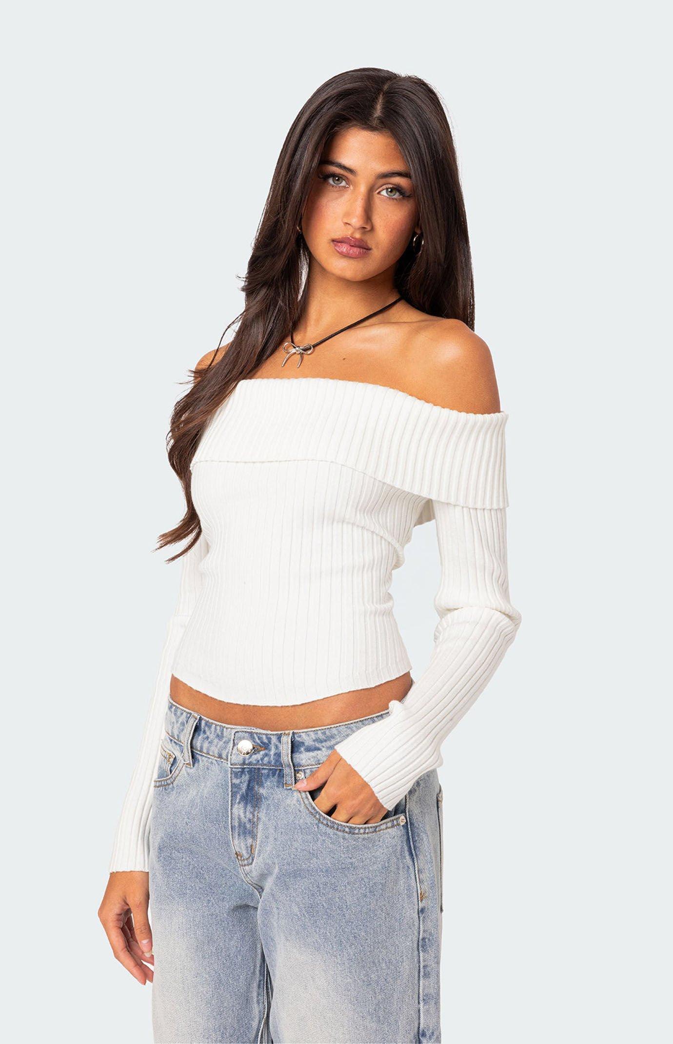 Edikted Women's Lauren Knit Fold Over Top Product Image