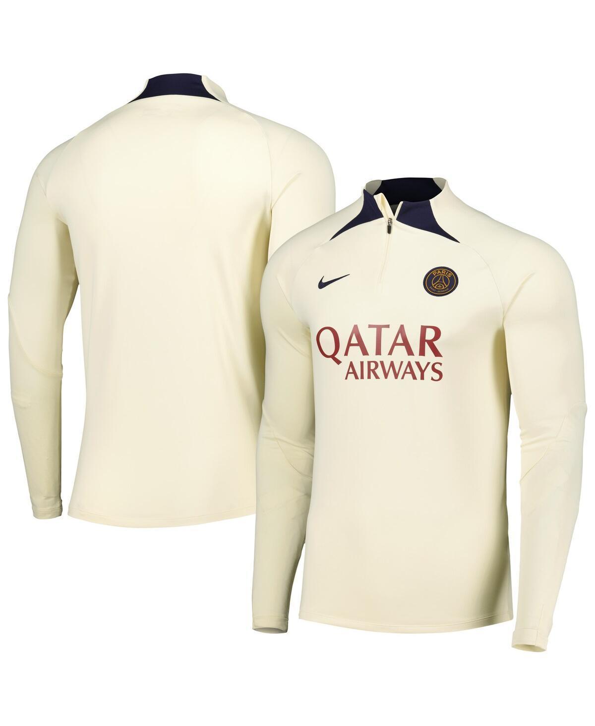 Mens Nike Cream Paris Saint-Germain Strike Drill 2023/24 Performance Quarter-Zip Long Sleeve Top Product Image