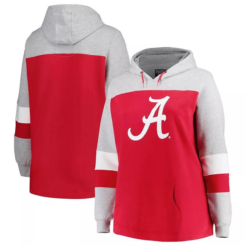 Womens Crimson Alabama Crimson Tide Plus Size Color-Block Pullover Hoodie Product Image