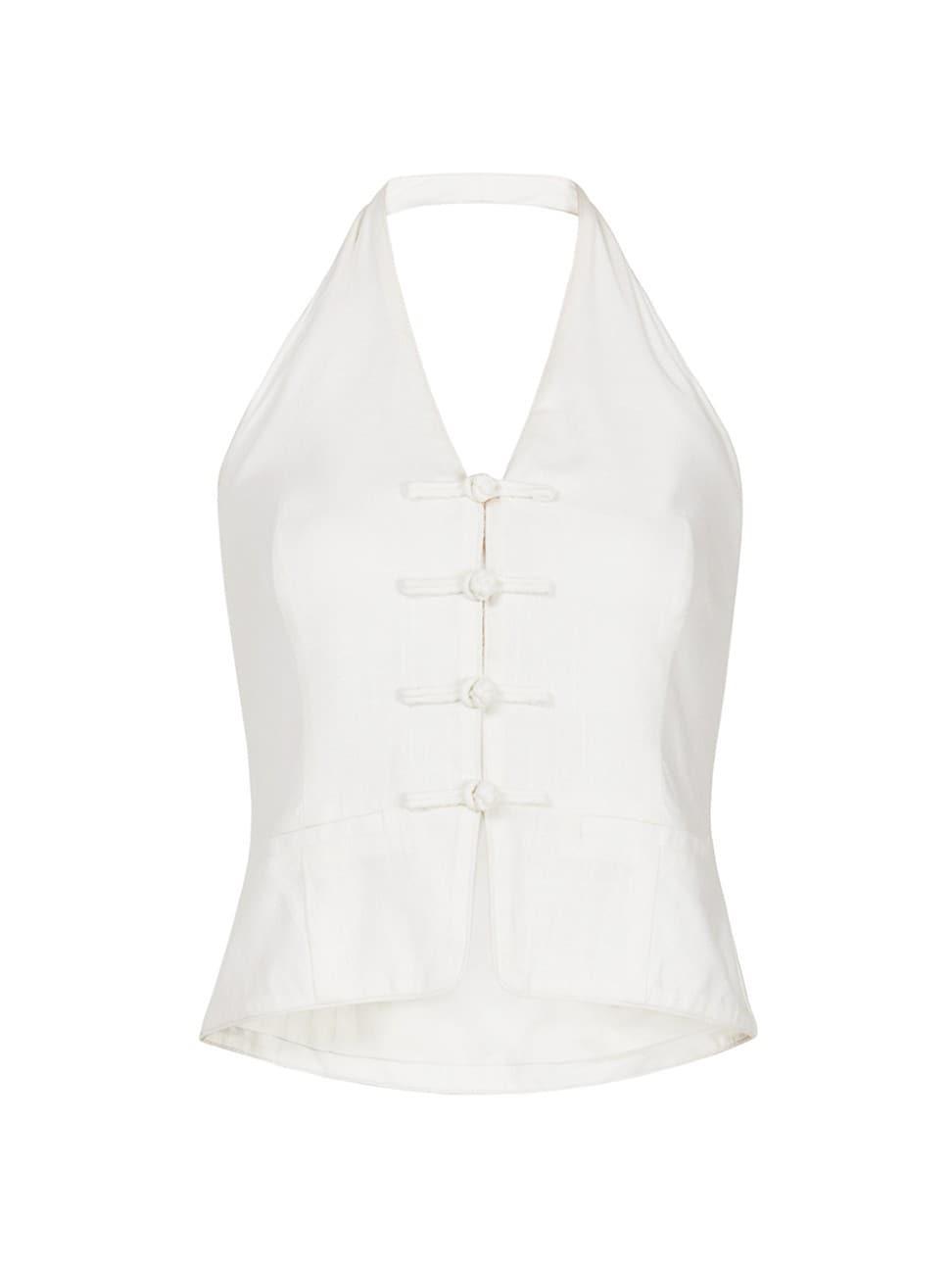 Womens Drea Cotton-Linen Tailored Halter Vest Product Image