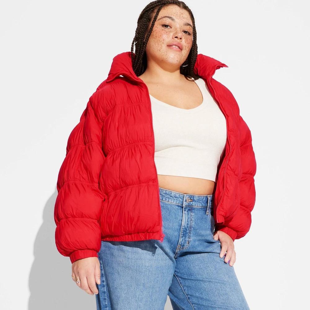 Womens Puffer Jacket - Wild Fable Red XXL Product Image