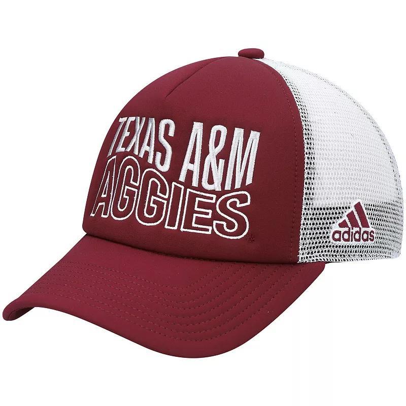 Mens adidas Maroon/White Texas A&M Aggies Wave Foam Trucker Snapback Hat Product Image