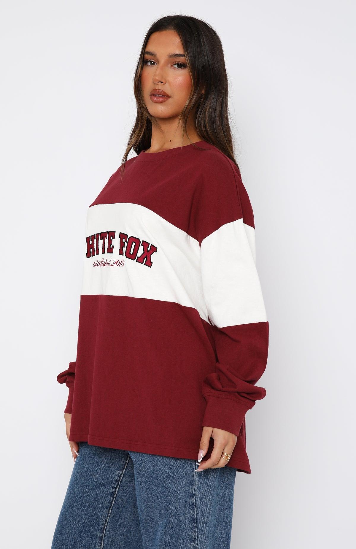 Need You More Long Sleeve Oversized Tee Maroon Product Image