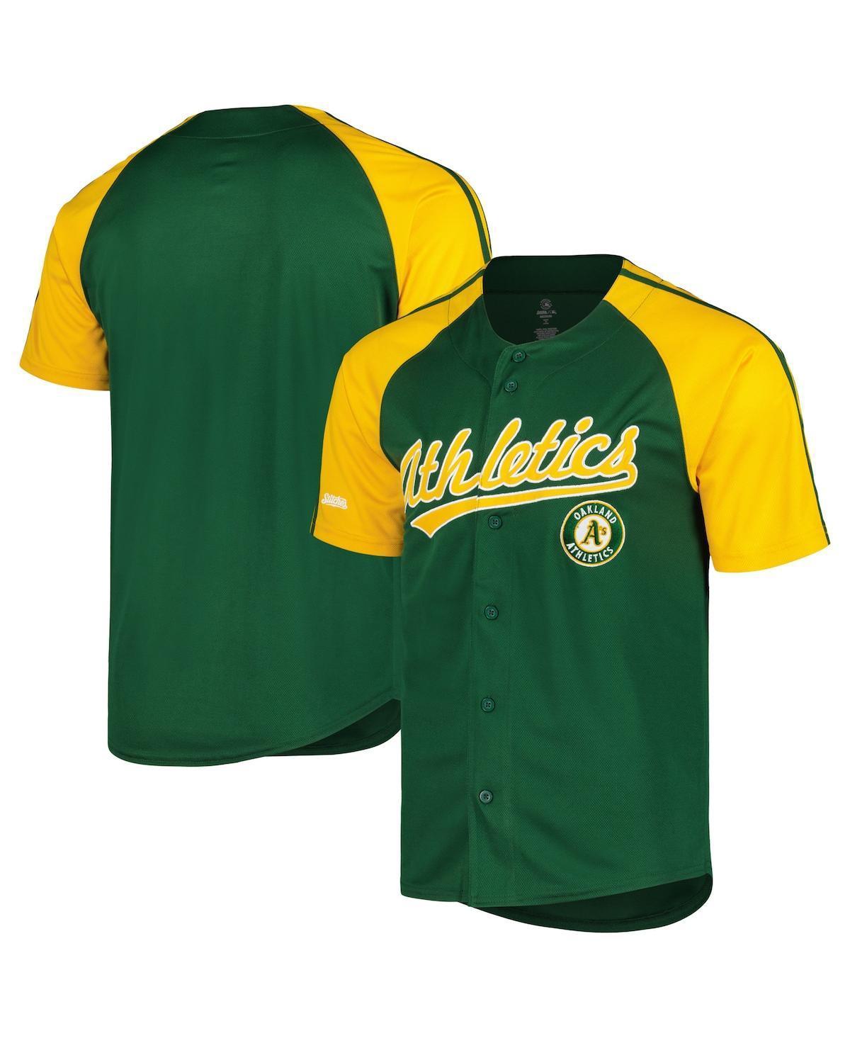 Stitches Mens Green Oakland Athletics Team Raglan Jersey - Green, Yellow Product Image