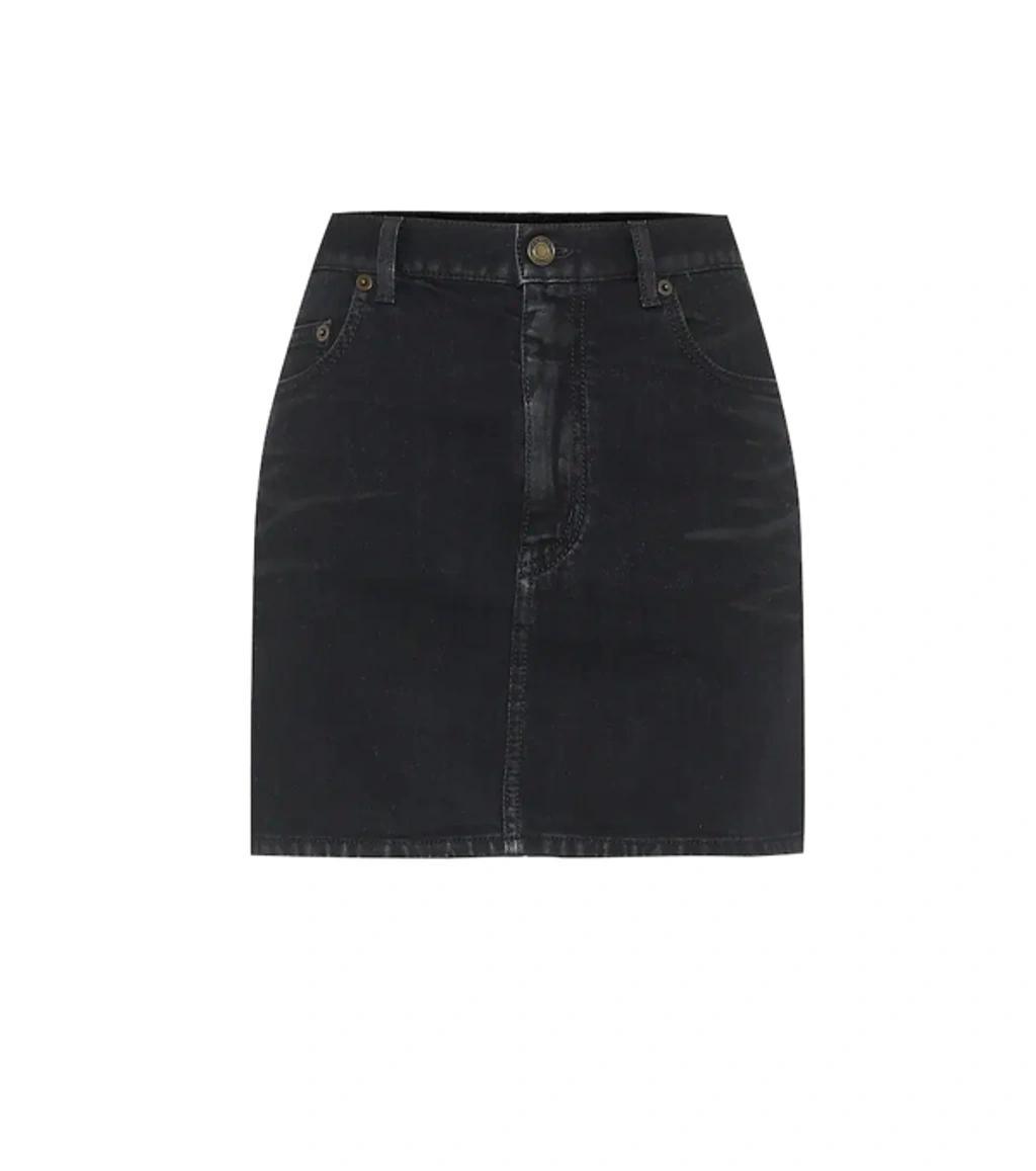 Classic Denim Mini Skirt In Black Product Image