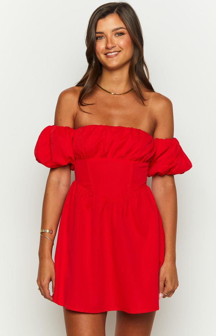 Love Lost Off The Shoulder Red Mini Dress Product Image