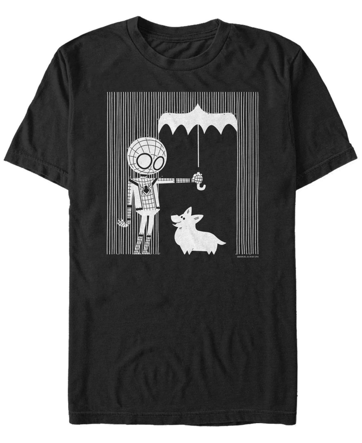 Mens Marvel Spider-Man Far From Home Corgi In The Rain All White Graphic Tee Product Image